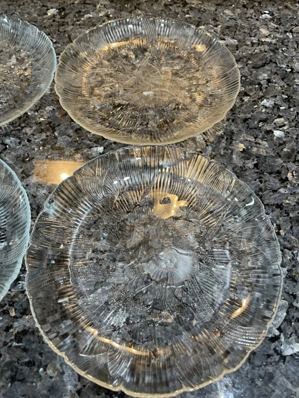 Arcoroc France Canterbury 7 5/8” Clear Frosted Dessert Plates 90’s Set of 4